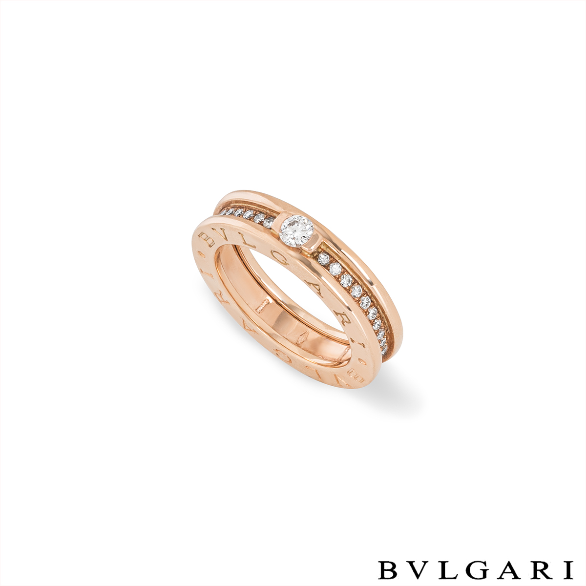 Bvlgari Rose Gold Diamond B.Zero1 Ring Size 50